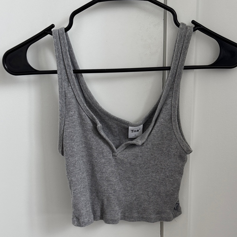 Tna Grey Ribbed Cropped Tank Top – XS